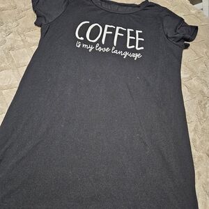 Black Graphic Tee with Coffee Quote